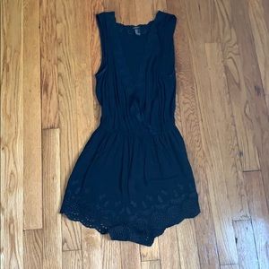 Forever 21 black jumpsuit with flower detail